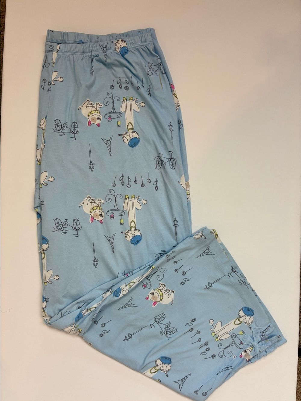 HUE Puppies in France print soft pj bottoms little bows on legs